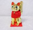 Photo2: Japanese Lucky Cat Tokoname ware YT Porcelain Maneki Neko slim gold H25cm (2)