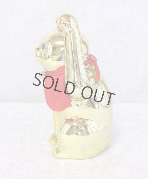 Photo4: Japanese Lucky Cat Tokoname ware YT Porcelain Maneki Neko slim gold H25cm (4)