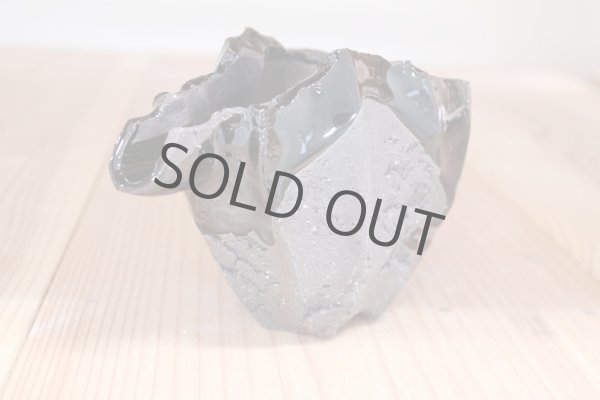 Photo2: Bizen ware pottery Sake bottle reishu black glaze Tomoyuki Oiwa 250ml (2)