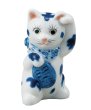 Photo9: Japanese Lucky Cat Kutani Porcelain Maneki Neko sansan sometsuke H 10cm  (9)