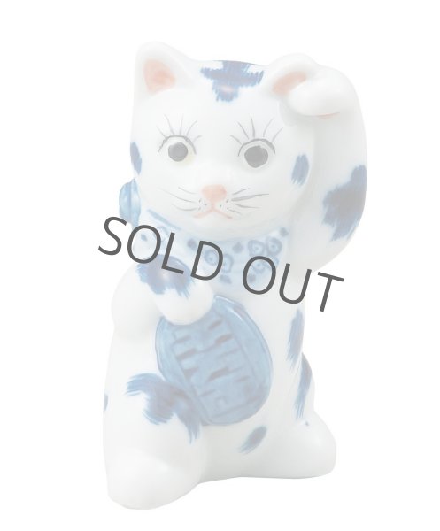Photo9: Japanese Lucky Cat Kutani Porcelain Maneki Neko sansan sometsuke H 10cm  (9)