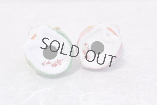 Photo7: Japanese Lucky Cat Kutani Porcelain Maneki Neko ninana green pink H 8cm set of 2 (7)