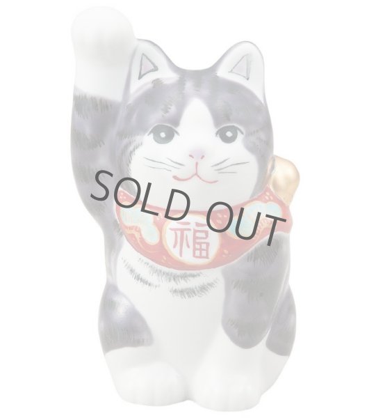Photo9: Japanese Lucky Cat Kutani Porcelain Maneki Neko yon shiyusai H 14cm  (9)