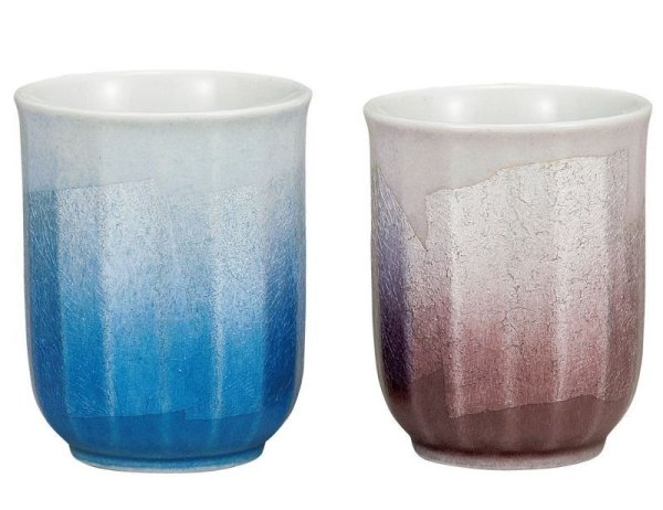 Photo1: Kutani Porcelain Japanese tea cups yon ginsai (set of 2) (1)