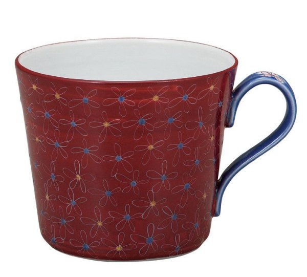 Photo1: Kutani Porcelain Japanese mug coffee tea cup shumakikobana D 9.5cm (1)