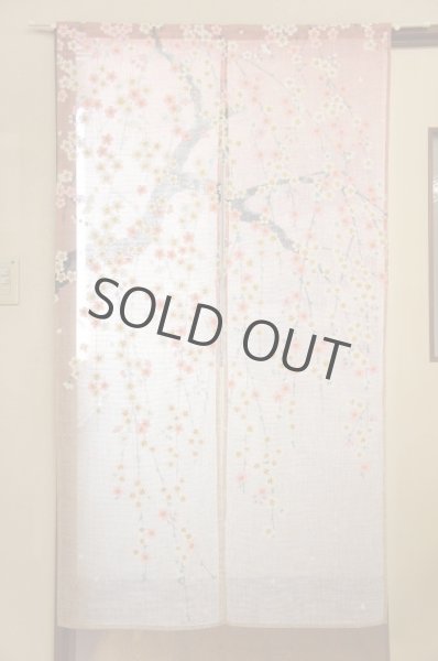 Photo2: Noren NM Japanese door curtain Shidarezakura pink 85 x 150cm (2)