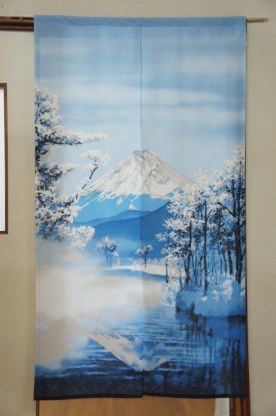 Photo1: Noren CSMO Japanese door curtain Shiki-Fuji(winter) 85 x 150cm (1)