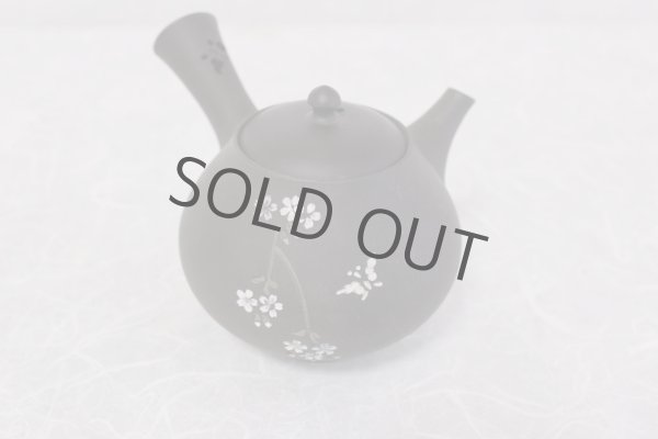 Photo15: Tokoname Japanese tea pot kyusu YT black butterfly sakura Seiho 180ml (15)