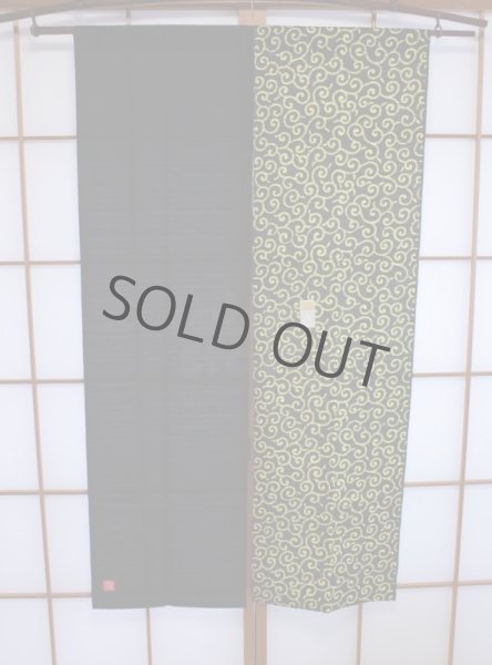 Photo3: Kyoto Noren SB Japanese batik door curtain Karakusa black yellow 85cm x 150cm (3)