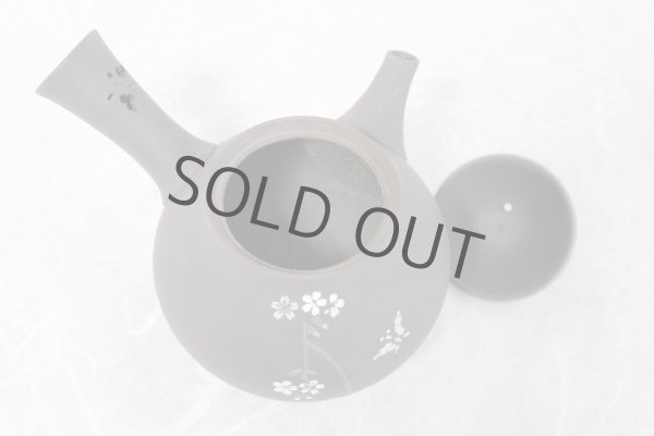 Photo10: Tokoname Japanese tea pot kyusu YT black butterfly sakura Seiho 180ml (10)