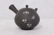 Photo16: Tokoname Japanese tea pot kyusu YT black butterfly sakura Seiho 180ml (16)