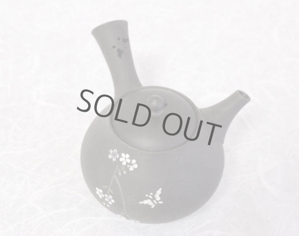 Photo14: Tokoname Japanese tea pot kyusu YT black butterfly sakura Seiho 180ml (14)