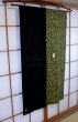 Photo1: Kyoto Noren SB Japanese batik door curtain Karakusa black yellow 85cm x 150cm (1)