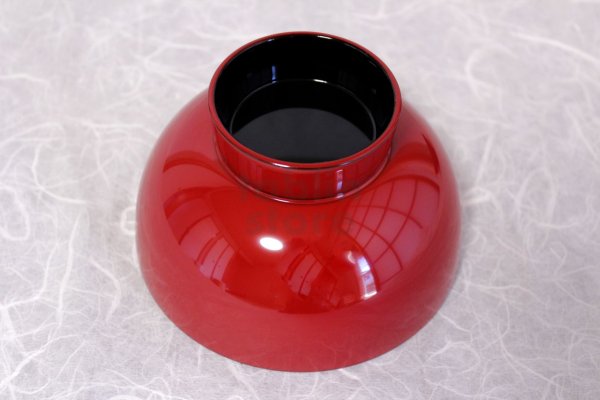 Photo6: Japanese Echizen Urushi lacquer soup bowl wan red zouni w/ lid D13.1cm  (6)