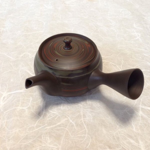 Photo3: Tokoname Japanese tea pot kyusu Tosen ceramic tea strainear nerikomi 310ml (3)