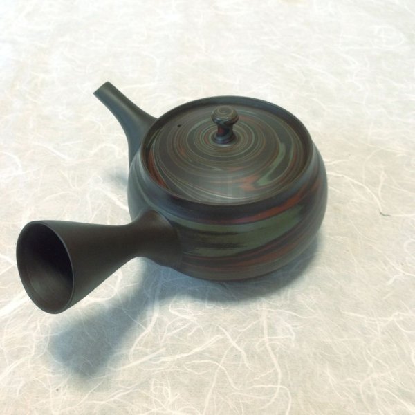 Photo4: Tokoname Japanese tea pot kyusu Tosen ceramic tea strainear nerikomi 310ml (4)