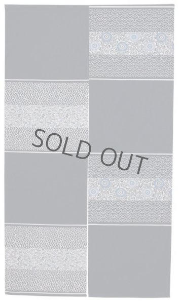 Photo3: Noren Japanese door curtain daichi bassen hana flower komon cotton 85 x 150cm (3)