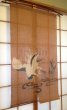 Photo3: Noren Mitsuru Japanese linen door curtain Kakishibu sagi egret 88 x 150cm (3)