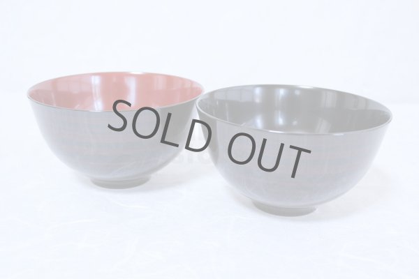Photo3: Japanese Echizen Urushi lacquer soup bowl wan ayanami D14.4cm set of 2 (3)