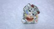 Photo9: Japanese Lucky Cat Kutani Porcelain Maneki Neko yomogi cat hold fish H11.5cm (9)
