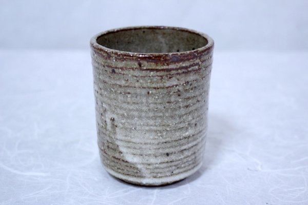 Photo5: Shigaraki pottery Japanese tea cups nezumi hai yunomi set of 2 (5)