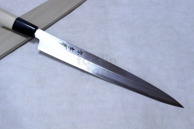 Photo1: Sakai Takayuki shin kasumi Shirogami white steel Sashimi knife with saya any size