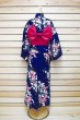 Photo1: Japanese Yukata women's Kimono sweet butterfly cotton 100% with obi band (1)