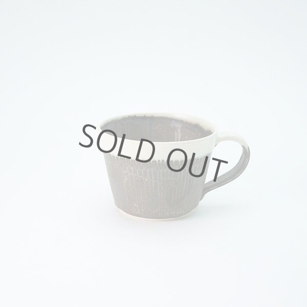 Photo1: Kiyomizu Japanese pottery tea mug coffee cup Daisuke white-line black kaku 140ml (1)