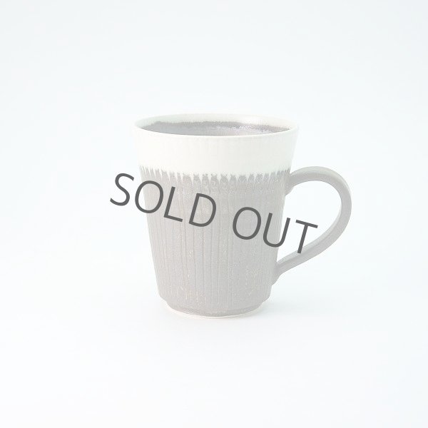 Photo1: Kiyomizu Japanese pottery tea mug coffee cup Daisuke white-line black 250ml (1)