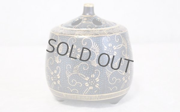 Photo2: Kutani Porcelain Japanese incense burner koro aochibu tessen H 11cm (2)