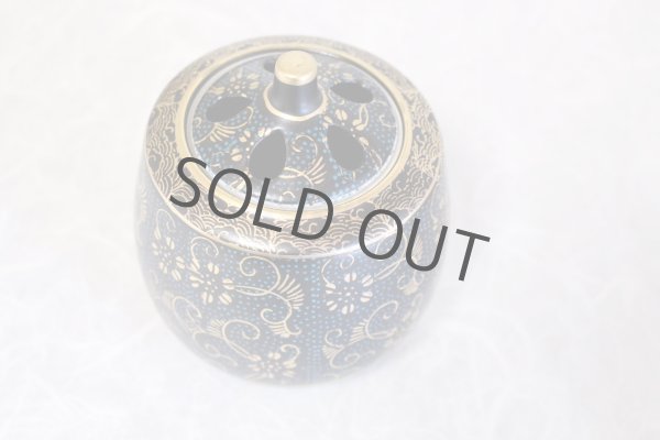 Photo5: Kutani Porcelain Japanese incense burner koro aochibu tessen H 11cm (5)