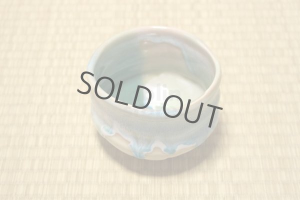 Photo9: Mino ware pottery Japanese tea ceremony bowl Matcha chawan Kiseto light blue (9)