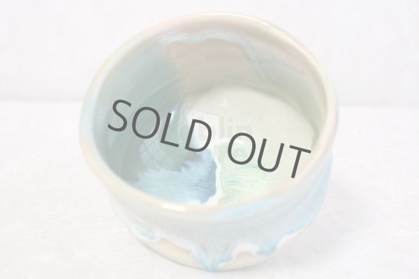 Photo5: Mino ware pottery Japanese tea ceremony bowl Matcha chawan Kiseto light blue (5)