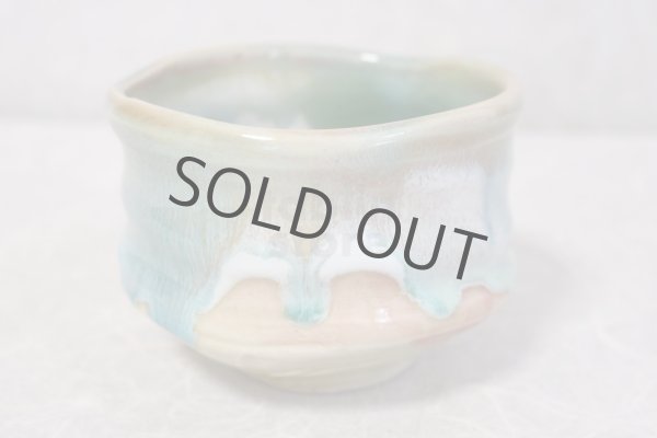 Photo4: Mino ware pottery Japanese tea ceremony bowl Matcha chawan Kiseto light blue (4)