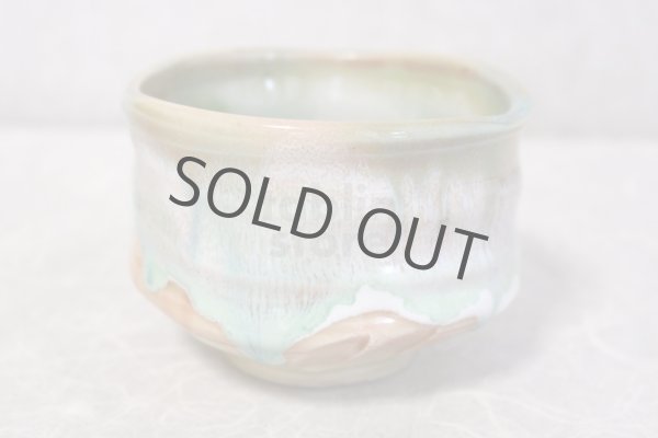 Photo3: Mino ware pottery Japanese tea ceremony bowl Matcha chawan Kiseto light blue (3)