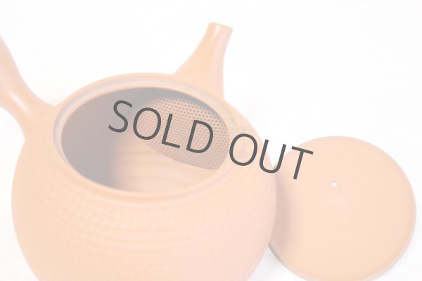 Photo7: Tokoname Japanese tea pot kyusu Gyokko pottery tea strainer shudei red L 500ml (7)