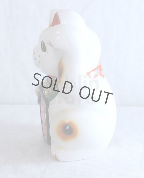Photo7: Japanese Lucky Cat Tokoname YT Porcelain Maneki Neko ooiri left hand H33cm (7)