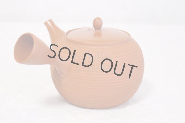 Photo3: Tokoname Japanese tea pot kyusu Gyokko pottery tea strainer shudei red L 500ml (3)