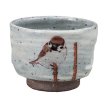 Photo10: Kutani pottery sake cup nodoka toshi kiln Sparrow Black-capped Chickadees aishu (10)