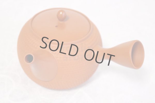 Photo6: Tokoname Japanese tea pot kyusu Gyokko pottery tea strainer shudei red L 500ml (6)
