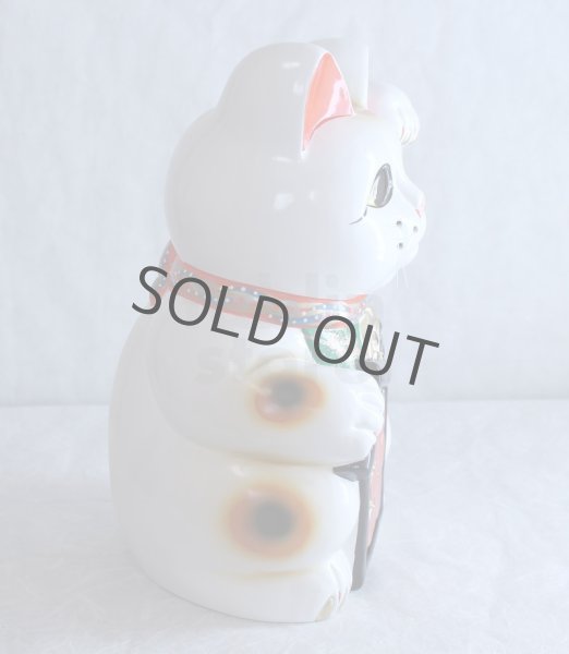 Photo5: Japanese Lucky Cat Tokoname YT Porcelain Maneki Neko ooiri left hand H33cm (5)