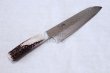 Photo2: SAKAI TAKAYUKI Japanese knife Damascus 45-layers Santoku Deer horn handle 180mm (2)