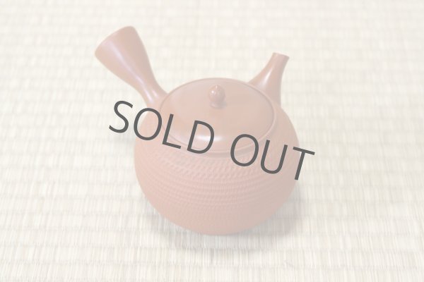 Photo2: Tokoname Japanese tea pot kyusu Gyokko pottery tea strainer shudei red ma 300ml (2)