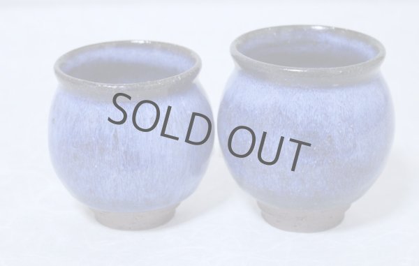 Photo3: Hagi yaki ware Japanese tea cups pottery watatumi daruma blue yunomi set of 2 (3)