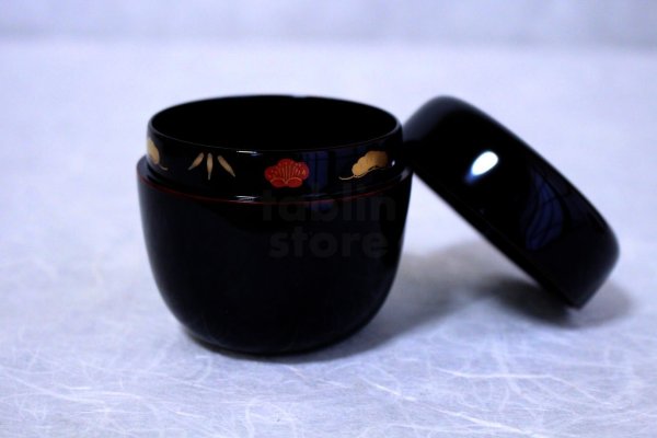 Photo1: Tea Caddy Japanese Natsume Echizen Urushi lacquer Matcha container uchi plum (1)