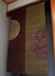 Photo1: Kyoto Noren SB Japanese batik door curtain Hanen Semicircle brown 88cm x 150cm (1)