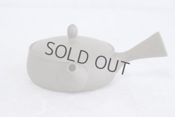 Photo6: Tokoname 2H Japanese tea pot Gyokko pottery tea strainer flat shape yakishime 170ml (6)