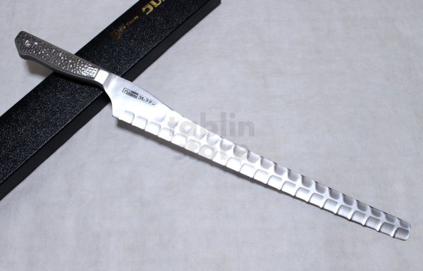 Photo1: Glestain all stainless Japanese knife dimple blade Salmon Slicer any size (1)