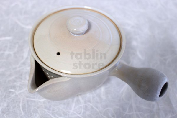 Photo6: Hagi yaki ware Japanese tea pot Hime L kyusu pottery tea strainer 420ml (6)
