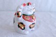 Photo7: Japanese Lucky Cat Kutani Porcelain Maneki Neko yonhachi kinmike H 14.5cm  (7)